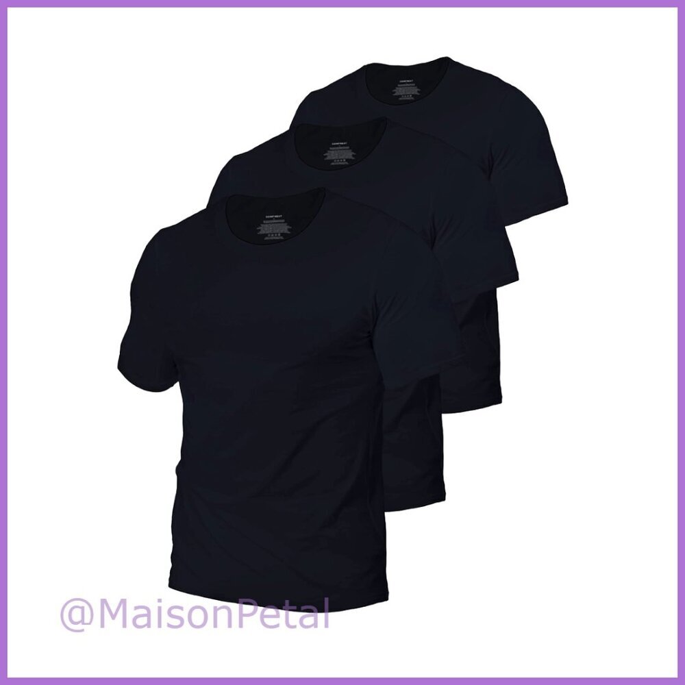 Cotton Blend Stretchy Undershirts 3-Pack Crew Neck Long Back Hem